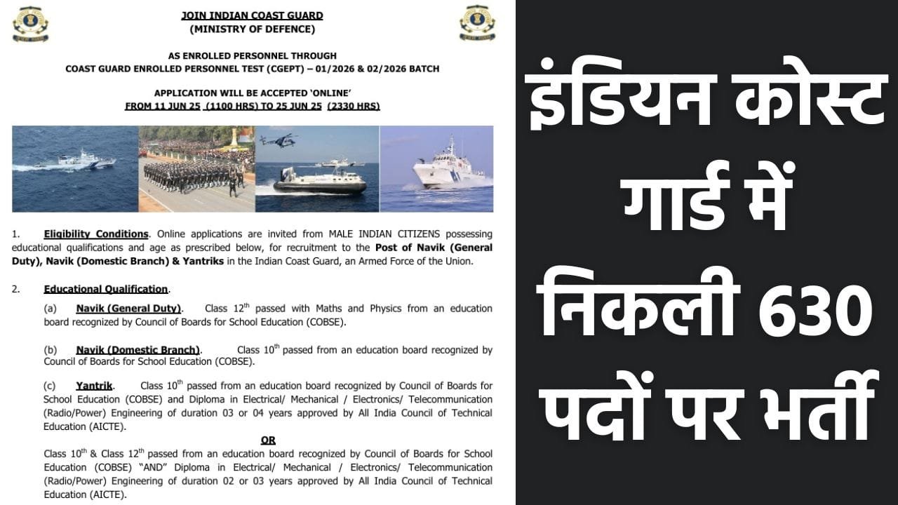 Indian Coast Guard Navik Yantrik Recruitment 2025